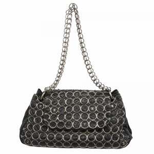 Chanel Shoulder Bag, Chain Strap, Circle Stitch, Coated Canvas, Black, Women's